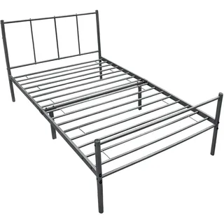 [en.casa] Metallbett 90 x 200 cm Dunkelgrau