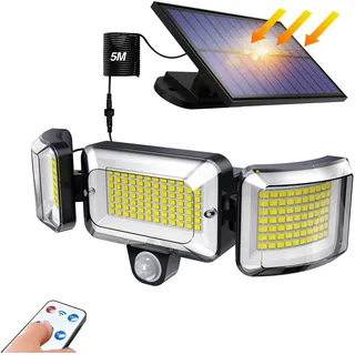 OOTDAY Solar-Außenleuchten, Solar-Sicherheitsleuchte für den Außenbereich, 224 LED-Bewegungsmelder-Leuchten mit Fernbedienung, IP65 wasserdicht, für Garten, Hof, Garage, Terrasse