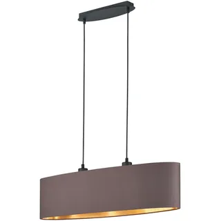 MY HOME Pendelleuchte »Josie« E27 1 Stk. Hängeleuchte 2-flammig, Schirm taupe und innen goldfarbig,