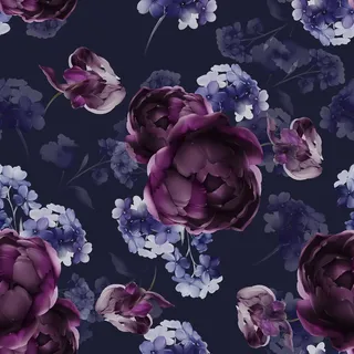 CRE8TIVE Dunkelblau Tapete Blumen Pfingstrose Selbstklebende Folie für Möbel Vintage 30.5 x 300cm Lila Blumen Möbelfolie Schlafzimmer Tapete Badezimmer Wasserfest Küche Wand Klebefolie für Schrank