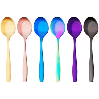 GRÄWE Kaffeelöffel aus Edelstahl, 6er Pack, handpoliert, spülmaschinengeeignet, bunt - Serie Königstein