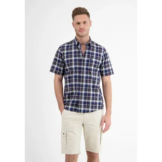 Kurzarmhemd LERROS "Halbarmhemd *Poplin Check*", Herren, Gr. S, Normalgrößen, gelb (lemongrass), 100% Baumwolle, Hemden Kurzarmhemd