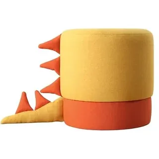Atelier Del Sofa Moderner gelber Pouf, 37 cm Durchmesser, 38 cm Höhe | 50% Baumwolle/50% Samt, PVC-beschichtete, verdeckte Beine, 6 cm orthopädischer Schaumstoff | Ideal für Kinder und Unterhaltung