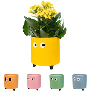 Fisura Original-Blumentopf mit Augenmotiv 13 x 12,5 cm Gelb