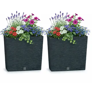 2x Blumentopf mit Einsatz Topf Blumenkasten Kunststoff anthrazit 58x18x49,8cm