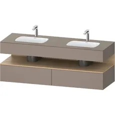 Duravit Qatego Einbauwaschtisch mit Konsolenwaschtischunterbau, 1600x550x600mm, Nische Eiche Natur, Doppelwaschtisch, QA4797030, Farbe: Basalt Matt/mit Nischenbeleuchtung