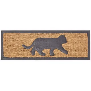 Homescapes FUßMATTE Katze, Kokos & Gummi 25/75 cm , Naturmaterialen , Tiere , Rechteckig , 25x75 cm , Teppiche und Böden, Schmutzfangmatten, Fußmatten