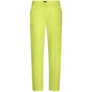 Stoffhose GOLDNER "Kurzgröße Stoffhose mit Ziersteppung", Damen, Gr. 22, K-Gr, grün (hellgrün), Obermaterial: 61% Lyocell CLY. 36% Baumwolle CO. 3% Elasthan EL., gerade, Hosen Stoffhose, Ziersteppung an der Tasche
