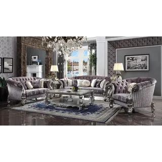 Sofagarnitur Klassisch 3+2 Sitz Sofa Polster Gruppe Wohnlandschaft Couch Barock - Lila