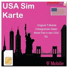 T-Mobile Prepaid SIM Karte unbegrenzte* Internetdaten USA, 5 GB Free Roaming für Kanada und Mexiko vom Power SIM Shop