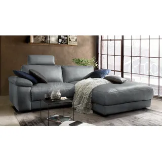 Ecksofa Lola Leder Recamiere rechts grau