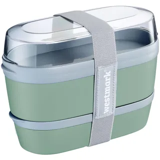 Westmark Lunchbox Maxi – Praktische Box mit Fächersystem im Bento Stil 760 ml, 830 ml und 425 ml Behälter für Meal Prep, Schule und Büro, Made in Germany – mint-grün