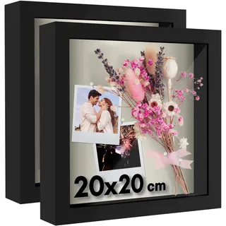 Americanflat 3D-Bilderrahmen schwarz 20x20 cm 2er Set
