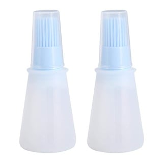 2 Stücke Silikonöl Flasche Pinsel mit Deckel Set Weiche Sauce Flasche mit Silikon Backpinsel Speiseöl Flasche Pinsel für Gebäck BBQ Fleisch Honig Marinaden MEHRWEG VERPAKUNG(Blau)