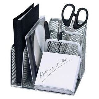 Wedo Schreibtisch-Organizer Office silber Metall 4 Fächer 15,8 x 13,5 x 14,5 cm