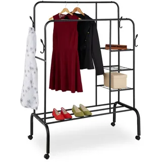 Relaxdays Kleiderständer Doppelstange 154x110x55cm schwarz