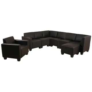 Mendler Modular Sofa-System Couch-Garnitur Lyon 6-1-1, Kunstleder ~ schwarz
