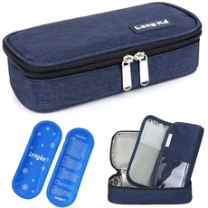YOUSHARES Insulin Kühltasche - Insulated Medikamente Diabetes Tasche Kühlbox zur Aufbewahrung von Insulin für Insulin Pen, Diabetiker Zubehör, Medikamentenkühlung auf Reisen Etui mit 2 Kühlakku (Blau)