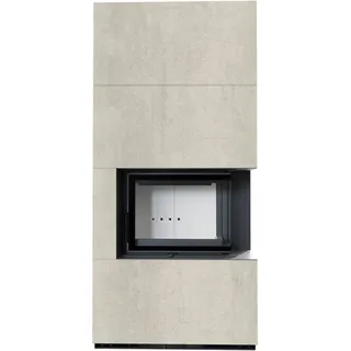 Kaminbausatz KRATKI FLOKI BOX rechts 8 kW Ø 160 Quarzsinter NATURALI PIETRA DI SAVOIA PERLA BOCCIARDATA