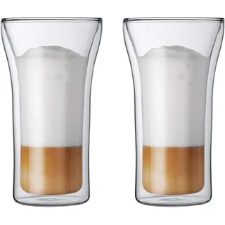 Bodum Assam 2-teiliges Kaffeeglas-Set (Doppelwandig, Mundgeblasen, Spülmaschinengeeignet) transparent, 4547-10US, 0,4L