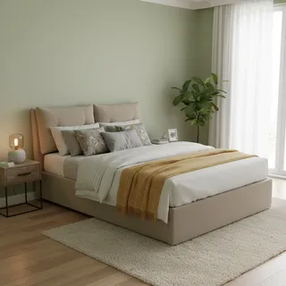 Talamo Italia - Doppelbett Morena, Bettkasten mit Kunstlederbezug, 100 % Made in Italy, Öffnung vorne, inklusive Matratze 160 x 200 cm, Taupe