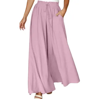 Generisch Hosenrock Damen Sommer - Sommerhosen Leicht Und Luftig Elegant Palazzo Hose Leicht Damenhosen Lang Schlupfhose Freizeithose Palazzohose Weite Haremshose Stoffhose Mit Taschen