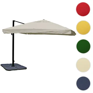 Gastronomie-Ampelschirm HWC-A96, Sonnenschirm, 3x4m (Ø5m) Polyester/Alu 26kg ~ Flap, creme-grau mit