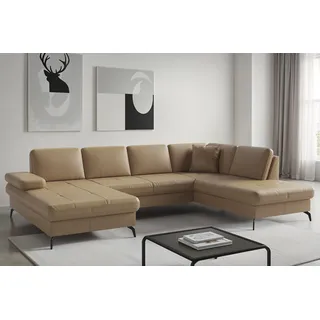 Wohnlandschaft SIT & MORE "Morris Jubi, Breite 300 cm", cappuccino, Sofas, B/H/T: 300cm x 83cm x 202cm, NaturLEDER Stoff, Ottomane rechts, Mit Armteilverstellung,mit Armteilverstellung, Wohnlandschaft, mit Armteilfunktion, optional mit Bettfunktion, B:300cm H:83cm T:202cm