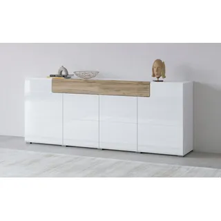 INOSIGN Sideboard »Toledo,Breite 208cm,moderne Kommode mit dekorative Fräsungen,grifflos«, Kombikommode mit viel Stauraum, Einlegeböden verstellbar weiß