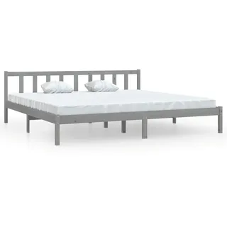 vidaXL Massivholzbett Grau Kiefer 200x200 cm
