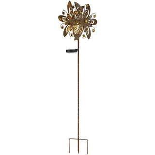 Globo Solarleuchte , Gelb, Klar, Rostfarben , Metall, Glas , 17.5x124x32 cm , Ce , mit Schalter , Lampen & Leuchten, Außenbeleuchtung, Solarleuchten