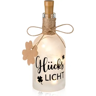 BBTO LED Flaschenlicht mit Spruch Glückslicht Beleuchtete Dekoflasche mit Korken Flasche mit Dekolicht Geburtstagsgeschenk für Frauen Freundin Geburtstag Weihnachten (Glückslicht)