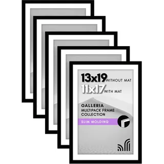 Americanflat, Bilderrahmen, 33 x 48 cm, mit poliertem Plexiglas – 5er-Set, 28 x 43 cm Rahmen mit Passepartout oder 33 x 48 cm Fotos ohne Passepartout, Galleria Kollektion, Schwarz