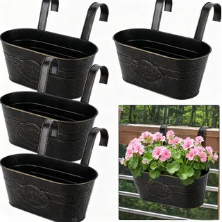 eROOSY 4pcs Hängender Blumentopf Metall, Hängende Blumentöpfe mit abnehmbaren Metallhaken, Blumentopf Hängend für Pflanzen im Freien, Balkon, Garten