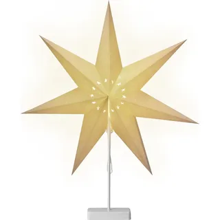 CASARIA® LED Weihnachtsstern mit Ständer Beleuchtet 60 cm Batterie Fenster Weihnachtsdeko Weihnachten Fensterdeko Leuchtstern Dekostern Papierstern - Creme
