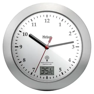 MEBUS Funk Wanduhr 17 cm 41124 silber