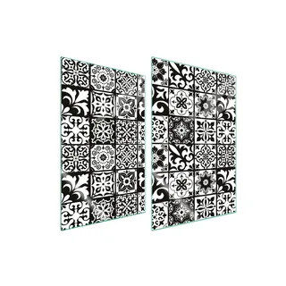 Herdabdeckplatten 2 teilig 35x52 Glaskeramikkochfeld Abdeckung Glas Schneidebrett Mosaik Stück