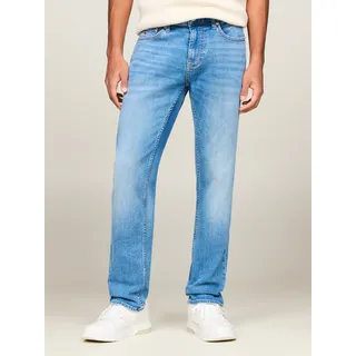 Slim-fit-Jeans TOMMY JEANS "Scanton Slim", Herren, Gr. 36, Länge 30, blau (denim medium 1a4), Denim/Jeans, Obermaterial: 95% Baumwolle, 4% Elastomultiester, 1% Elasthan, slim fit lang, Jeans Slim-fit-Jeans, mit mittlerer Leibhöhe, 5-Pocket-Design
