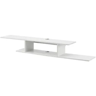 [en.casa] Støvring TV-Wandregal 150x21 cm Weiß Spanplatte