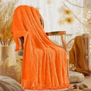 inhand Herbst-Überwurfdecke, Halloween-Dekoration für Couch, weiche Wohnzimmer-Heimdekoration, Strickdecke, Outdoor, leichte Herbstdecke, Bauernhaus, warme Herbstdekoration für den Innenbereich, 127 x