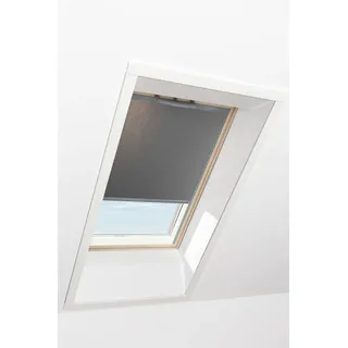 Original Roto Rollo Exclusiv ZRE für Roto Dachfenster - Führungsschiene Silber - Manuelle Bedienung - Tageslichtrollo für Baureihe Q - Größe 094/098 | 09/09 - Stofffarbe Dunkelgrau