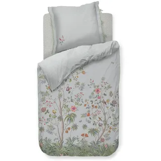 Pip Studio Bettwäsche Il Paradiso Hellblau Perkal Bäume Blüten Sträucher Schmetterlinge Vögel Früchte, Größe:135 cm x 200 cm