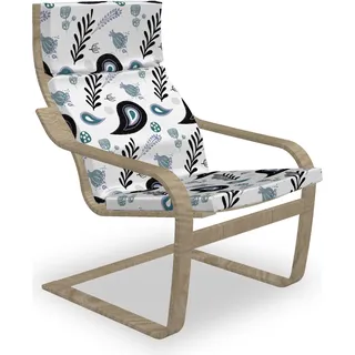 ABAKUHAUS Blumen Poäng Sessel Polster, Zier Eastern Feels, Sitzkissen mit Stuhlkissen mit Hakenschlaufe und Reißverschluss, Nachtblau Ceil Blau - Blau