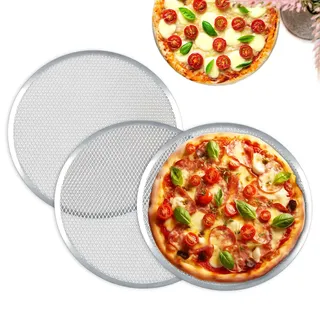 STARVAST Pizzablech 33cm/13zo rund und gelocht, 3er Set Aluminium perforierte antihaft Pizzapfanne, Pizzaform für Ofen, Pizza & Flammkuchen
