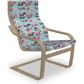 ABAKUHAUS Schildkröte Poäng Sessel Polster, Baby Animals Ethnic, Sitzkissen mit Stuhlkissen mit Hakenschlaufe und Reißverschluss, Hellblau und Multicolor - Hellblau, Bunt