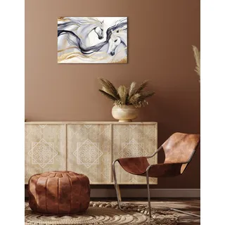 queence Leinwandbild »Kathrin« Kunst   Pferde   Pferdebilder   klassische Fantasie 1 Stk. tlg. Premium-Leinwandstoff, Handarbeit aus Deutschland, goldfarben