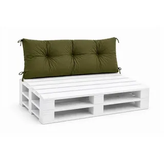 VBChome Palettenkissen für Europaletten Möbel Palettenauflage Garten Balkon 12 Farben mit Schaumstoffflocken Füllung Olive Rückenkissen 120 x 40 cm - Olive