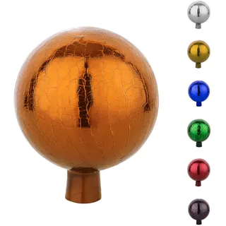 VERDOBA - Gartenkugeln für außen - Rosenkugel für den Garten - Dekokugeln Aussenbereich in vielen Farben - Garten Kugel hergestellt in Handarbeit (Orange Kristall, 20 cm)