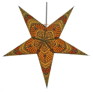 GURU SHOP Faltbarer Advents Leucht Papierstern, Weihnachtsstern 60 cm - Horus Gelb/orange