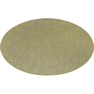 Teppium In- & Outdoor Teppich - Wetterfestes Flachgewebe in Sisal-Optik mit Bordüre, Küchenteppich, Terrasse, Wohnzimmer Grösse: 200 cm Rund - Grün